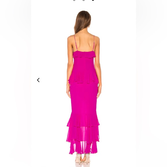 Lovers + Friends Melissa Gown $298 Sweetheart Neckline Pink Ruffles Size Small - Picture 2 of 5